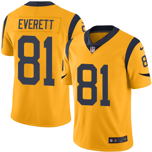 Nike Rams #81 Gerald Everett Gold Youth Stitched NFL Limited Rush Jersey - Click Image to Close